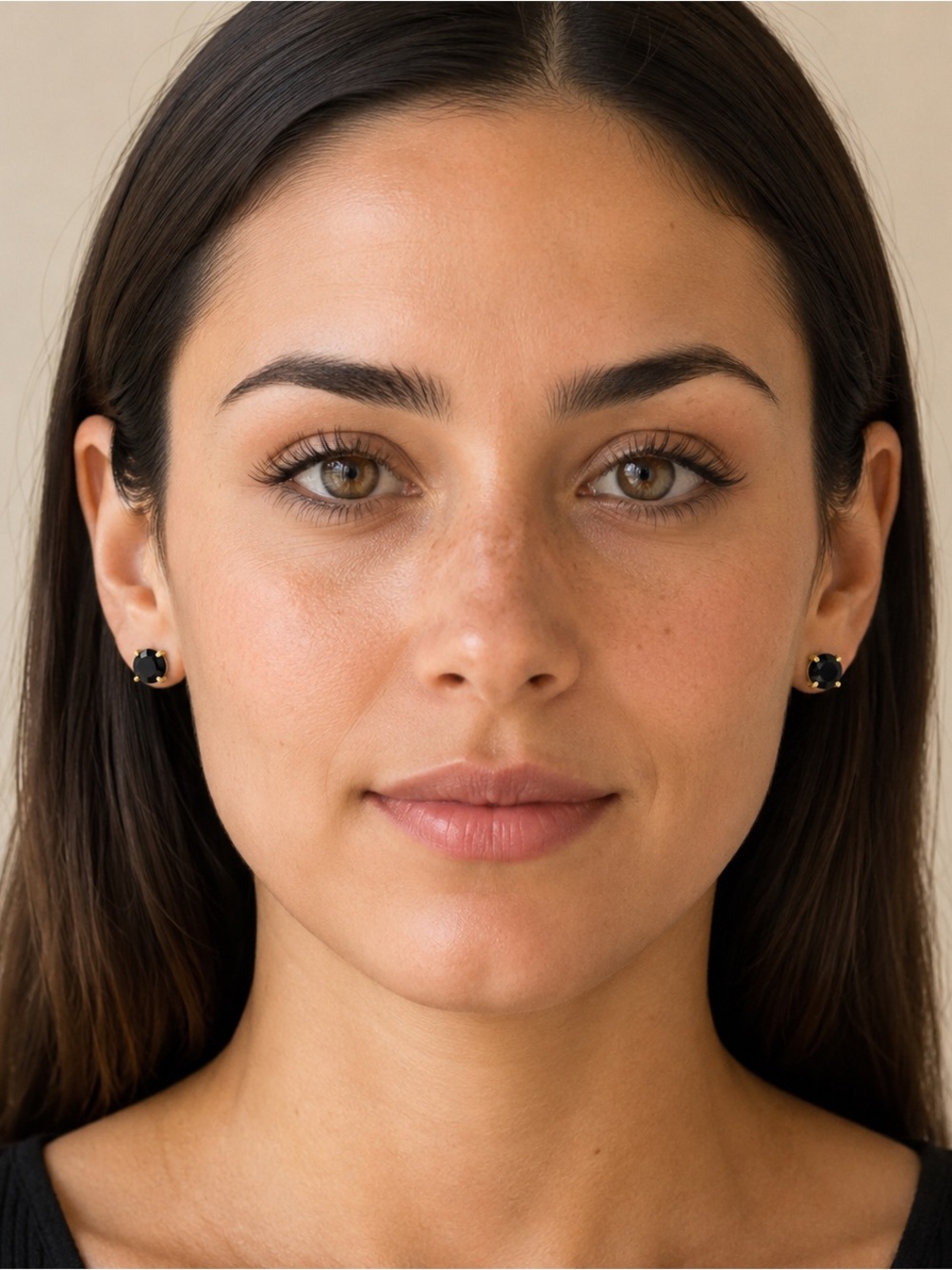 Sparkly Stud Earrings with Swarovski crystals Gold Tone Color #1 - jet black - Picture 5 of 5